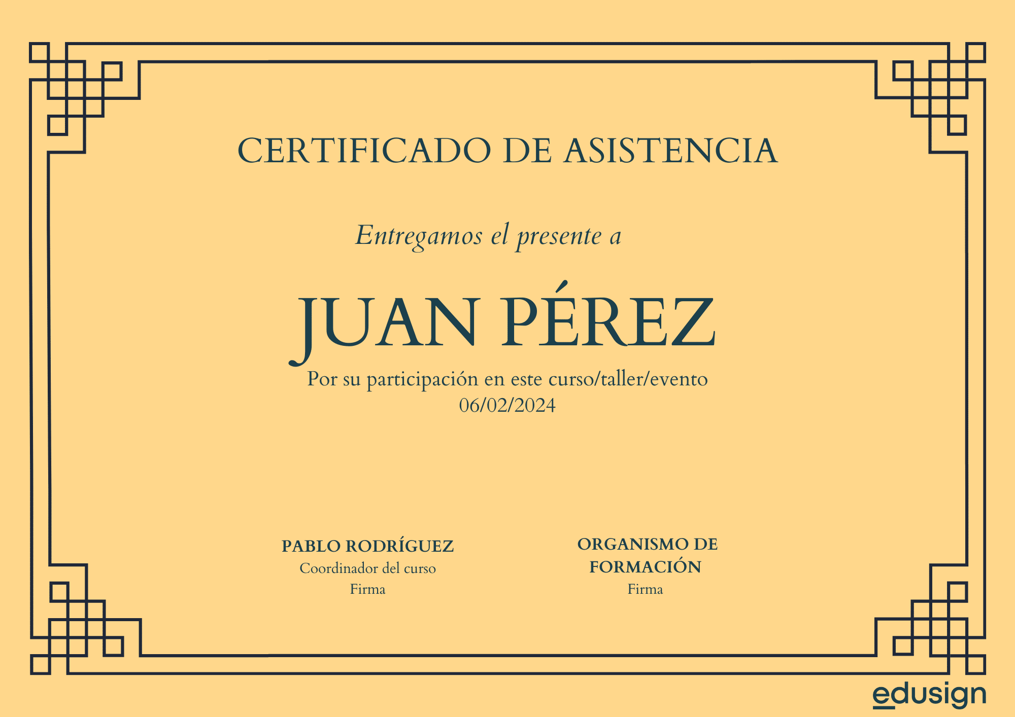 Certificado de asistencia
