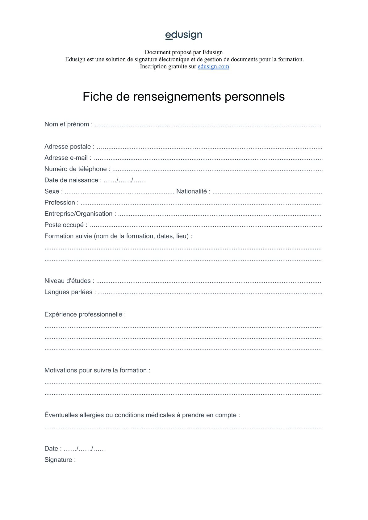 Quels Sont Les Diff rents Types De Fiches De Renseignement Scolaire YEOU