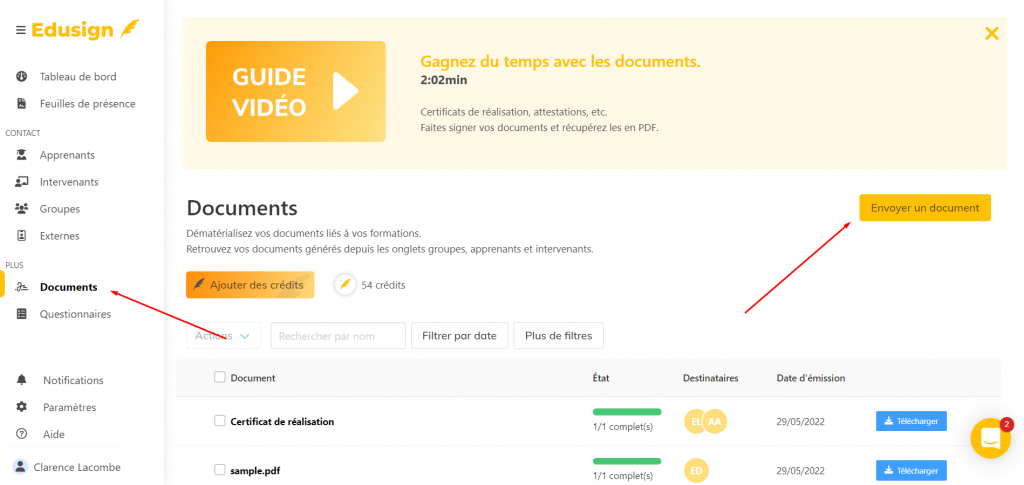 parapher un document sur Edusign etape 1